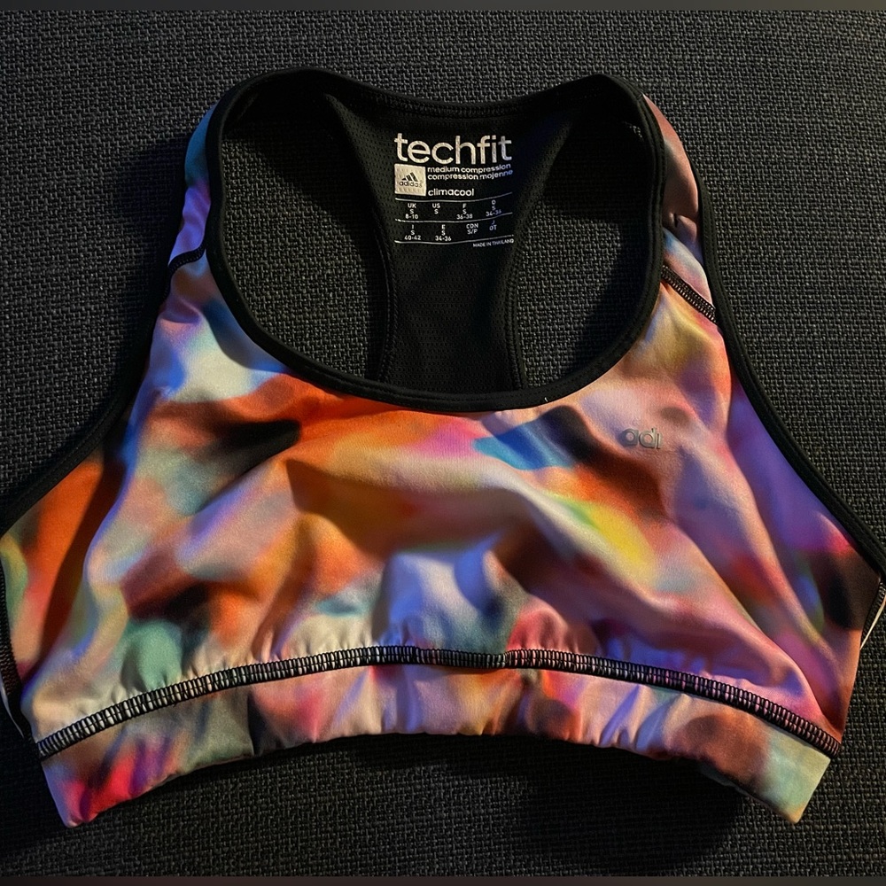 Adidas Techfit medium compression climacool sports bra, multicolor